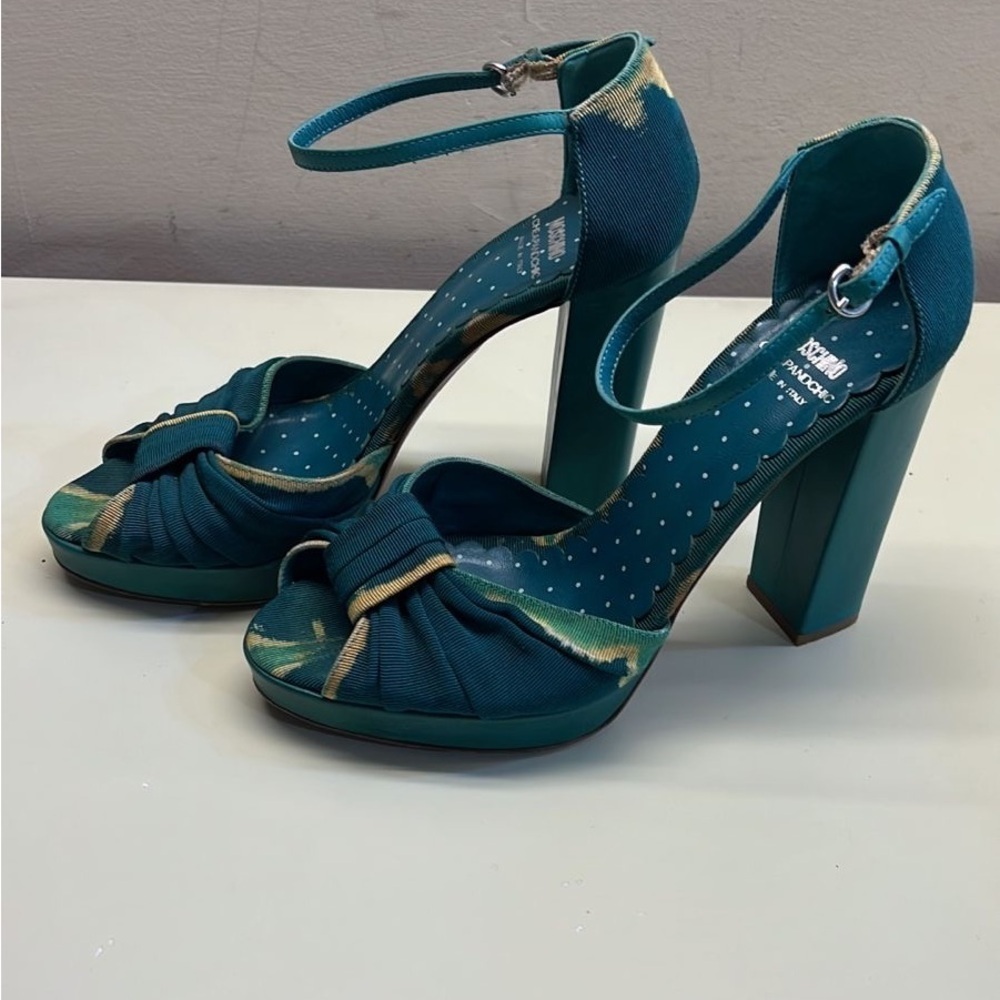 Moschino Blue and Yellow Heels with Chunky Straps - Picture 3 of 7